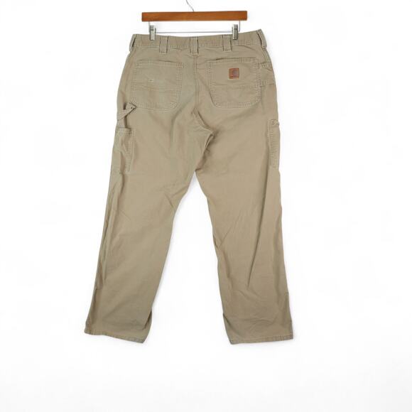 Carhartt Pants Mens 35x32 Khaki B151 Loose Fit Distressed Workwear Utility - Picture 2 of 12